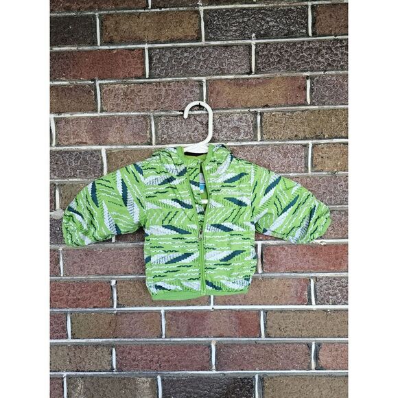Infant Columbia Jacket With Hood Size 0-3 Months Green Fleece Lined - Picture 1 of 3